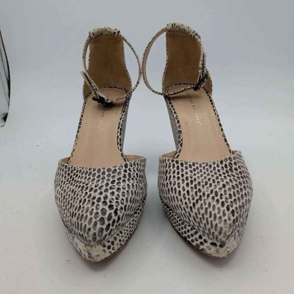 Loeffler Randall Womens Python Snakeskin Print Pointed Toe Wedge Pumps 8.5 B